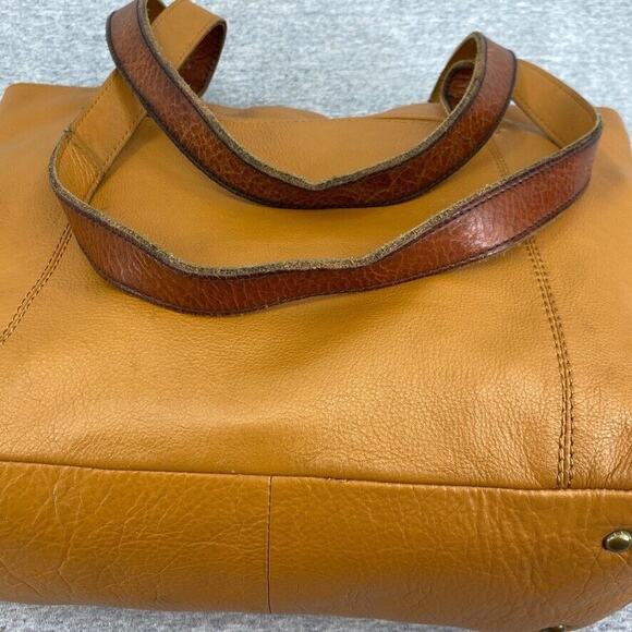 G.H. Bass Leather Purse Tan Brown Tote Bag Shoulder Bag Handbag Carryall - Picture 8 of 16